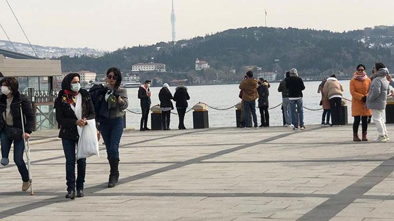 İstanbulda kısıtlama gününde sahillere turist akını
