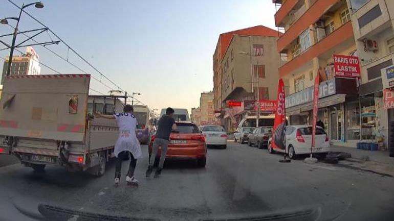 Patenli gençlerin tehlikeli yolculuğu araç kamerasında