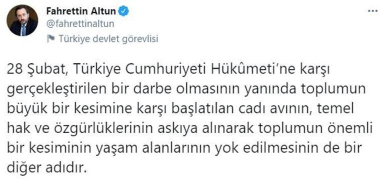 Son dakika... İletişim Başkanı Fahrettin Altundan 28 Şubat açıklaması