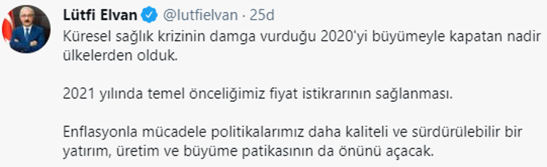 Bakan Elvandan büyüme açıklaması