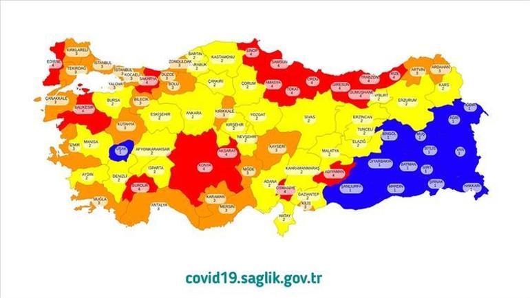 Türkiyedeki riskli iller hangileri | Koronavirüs riskli iller haritası Yüksek-Çok yüksek riskli iller tam liste...