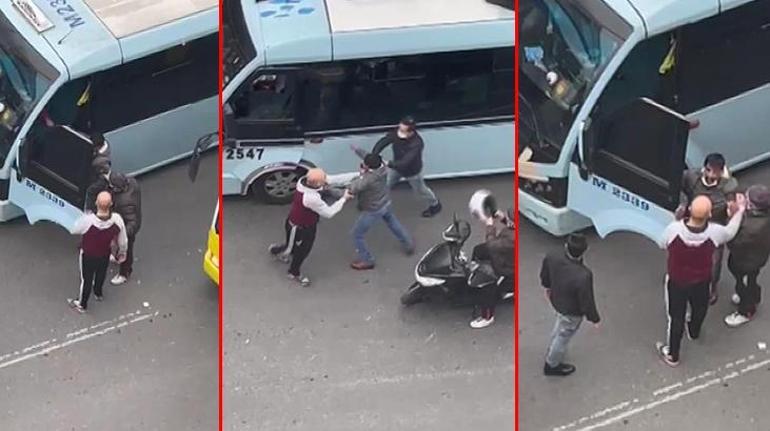 Kadıköy’de minibüsçü dehşeti Kuryeler araya girdi