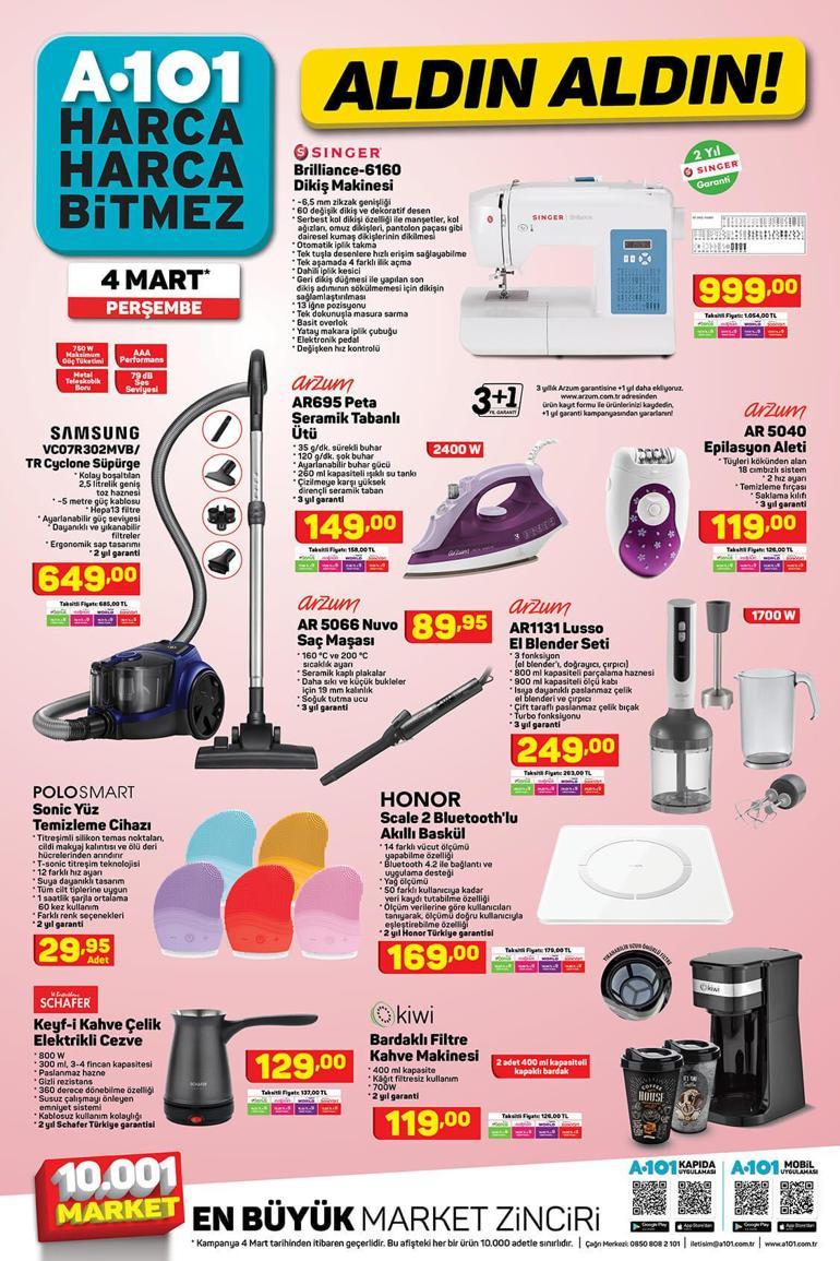 A101 4 Mart aktüel kataloğu Bu hafta perşembe A101 aktüel kataloğunda neler var