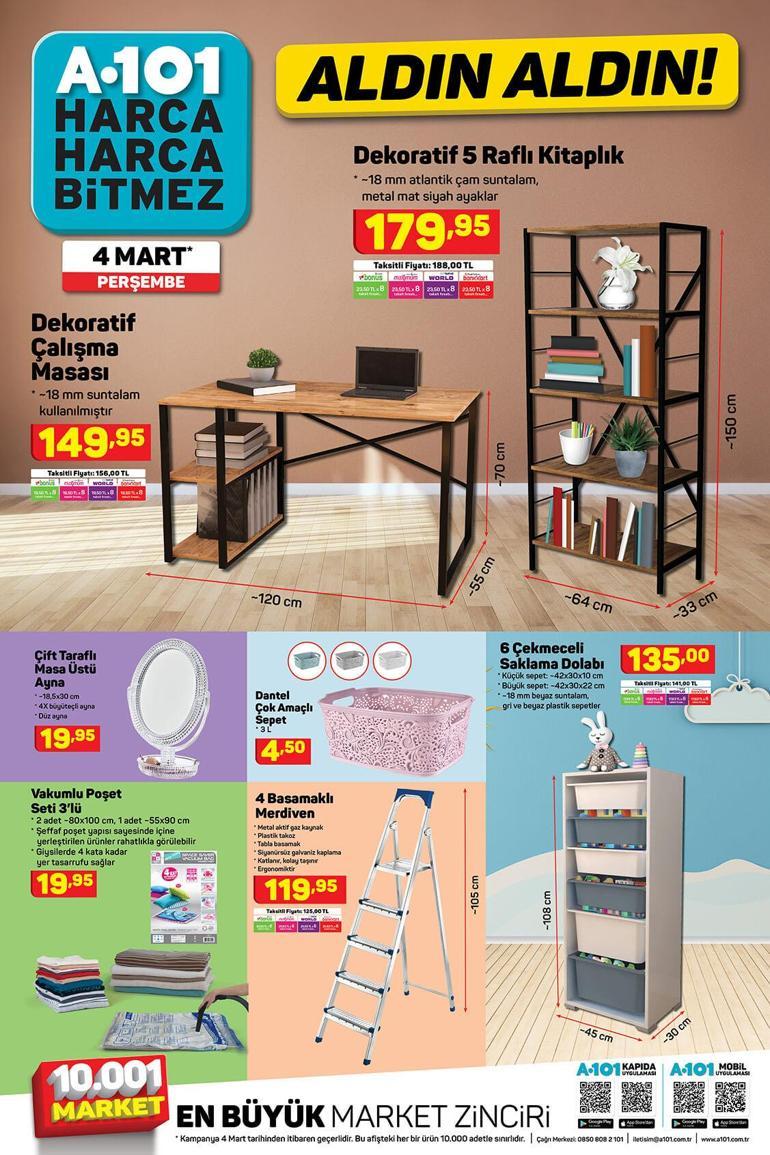 A101 4 Mart aktüel kataloğu Bu hafta perşembe A101 aktüel kataloğunda neler var