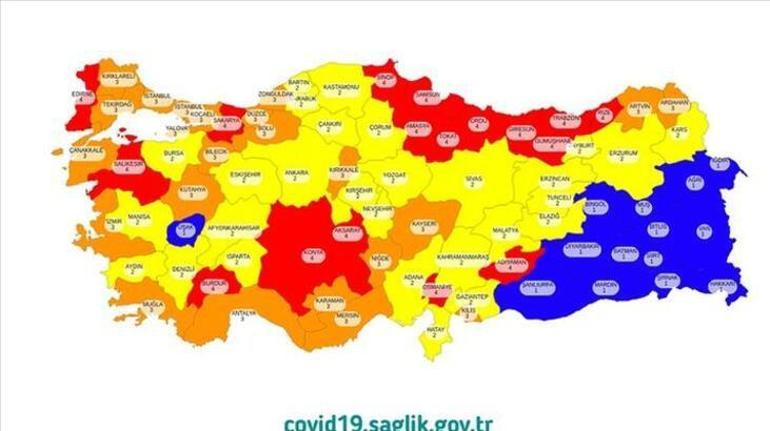 Düşük, orta, yüksek ve çok yüksek riskli iller hangileri Türkiye koronavirüs riskli iller haritası burada...