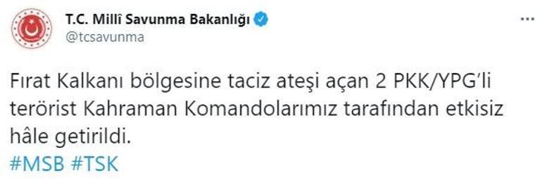Son dakika... Fırat Kalkanı bölgesinde sıcak çatışma Etkisiz hale getirildiler