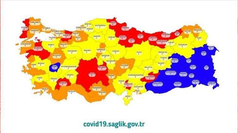 Riskli iller hangileri (düşük-orta yüksek ve çok yüksek) İşte Türkiye koronavirüs risk haritası...