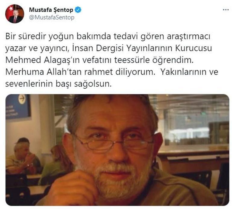 TBMM Başkanı Şentoptan Mehmed Alagaş için başsağlığı mesajı