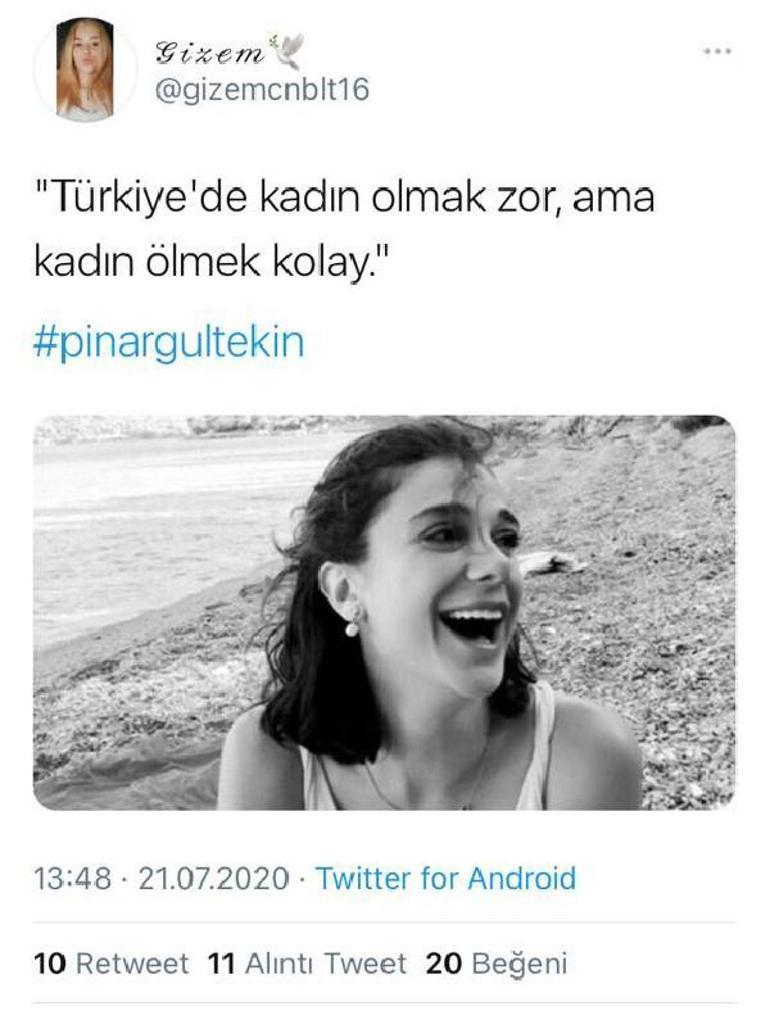 Son dakika: 17 yaşında öldürülen Gizemden Pınar Gültekini paylaşımı