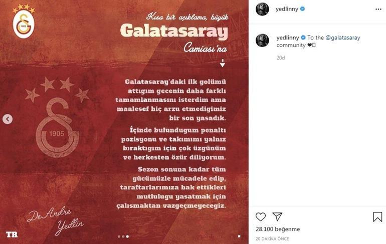 Son dakika - Galatasarayda DeAndre Yedlin özür açıklaması