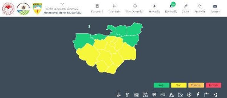 Son dakika: Bursada sarı alarm Yarın saat 12.00de başlıyor