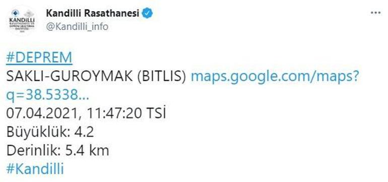 Son dakika... Bitlis ve Muşta 4.2 büyüklüğünde deprem AFAD ve Kandilliden peş peşe açıklamalar