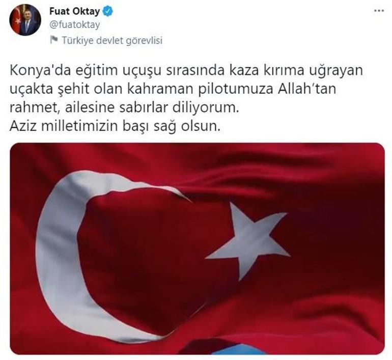 Cumhurbaşkanı Yardımcısı Oktay, Konyada düşen uçağın şehit pilotu için başsağlığı diledi