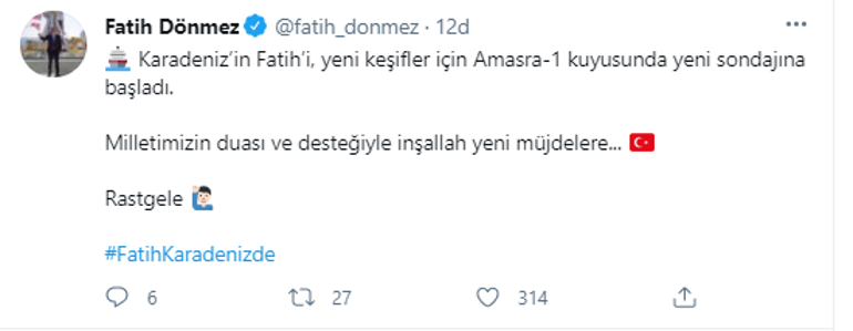 Bakan açıkladı Karadeniz’in Fatih’i yeni sondajına başladı