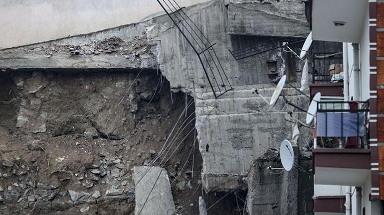 Ankarada inşaat kazısında temeli kayan apartmanda yıkım başladı