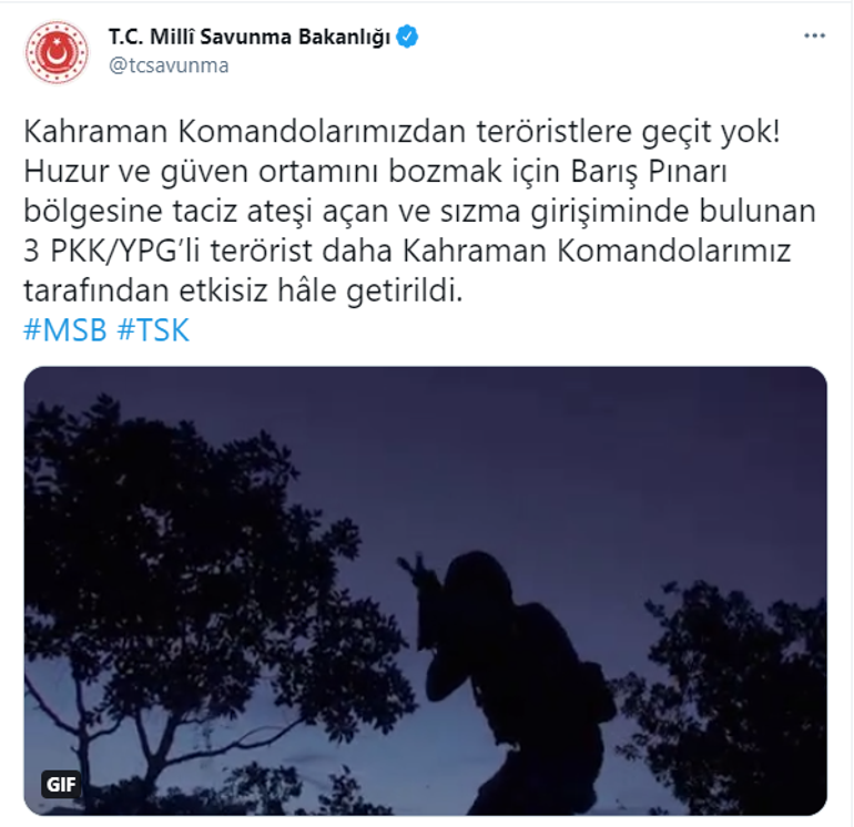 Son dakika... Sızma girişiminde bulunan 3 terörist öldürüldü