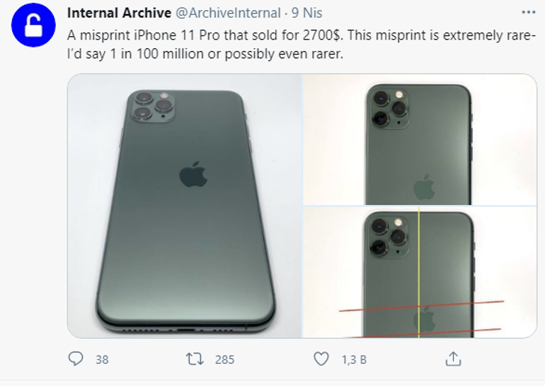 Yanlış logolu iPhone 11 Pro yaklaşık 22 bin TLye satıldı