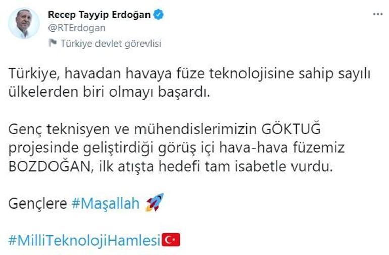 Son dakika... Cumhurbaşkanı Erdoğan duyurdu: İlk atışta hedefi tam isabetle vurdu