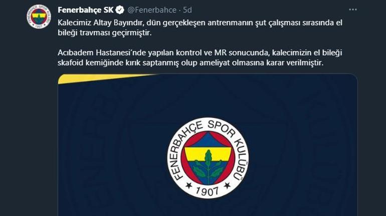 Fenerbahçede Altay Bayındırın elinde kırık tespit edildi