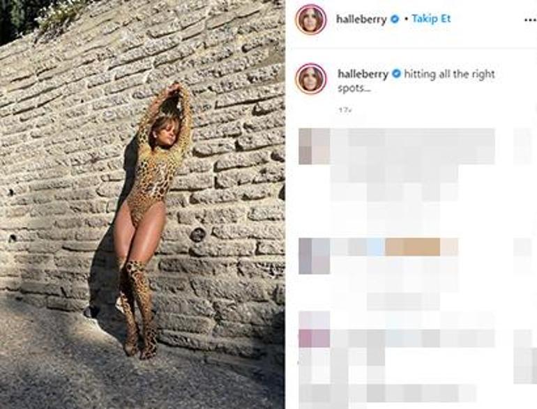 Halle Berry leopar desenli mayosuyla beğeni topladı
