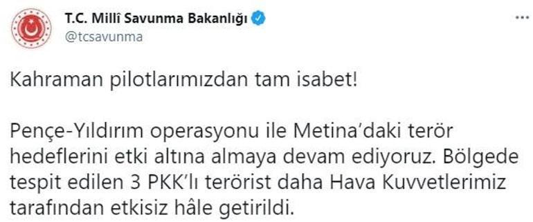 Son dakika... MSB paylaştı 3 PKKlı teröristleri böyle vuruldu