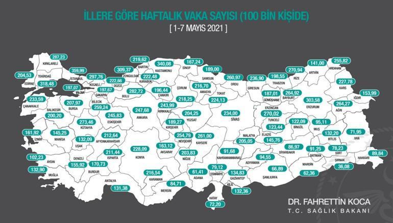 Son dakika... Bakan Koca son durumu paylaştı İşte haftalık vaka sayısı haritası...