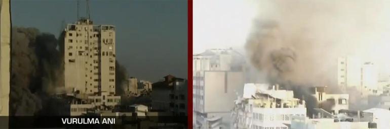 Son dakika haber: Gazzeye saldırılar sürüyor Canlı yayında yerle bir oldu