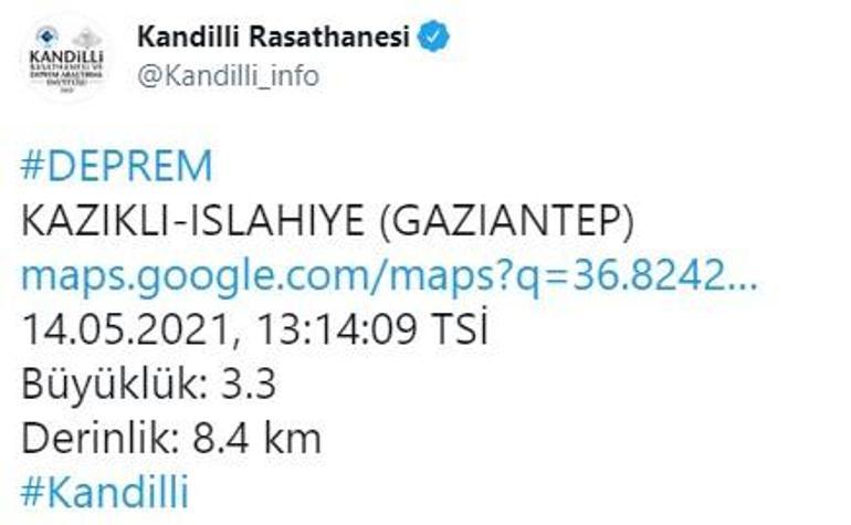 Son dakika... Gaziantepte 3.5 büyüklüğünde deprem