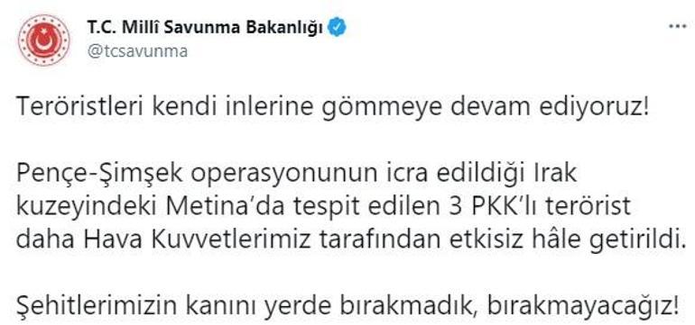 Son dakika... Metinada operasyon 3 PKKlı etkisiz hale getirildi