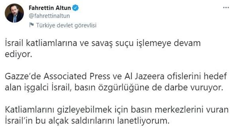 İletişim Başkanı Altun: İsrail, basın özgürlüğüne de darbe vuruyor