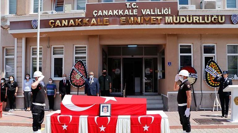 Çanakkalede trafik kazasında şehit olan polis memuru için tören