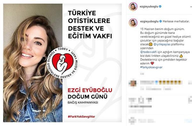 Ezgi Eyüboğlu hediye yerine bağış istedi