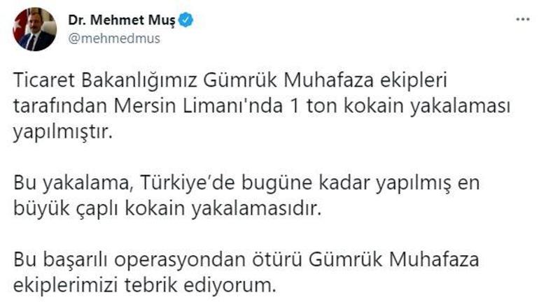 En büyük çaplı yakalama Mersin Limanında 1 ton kokain ele geçirildi