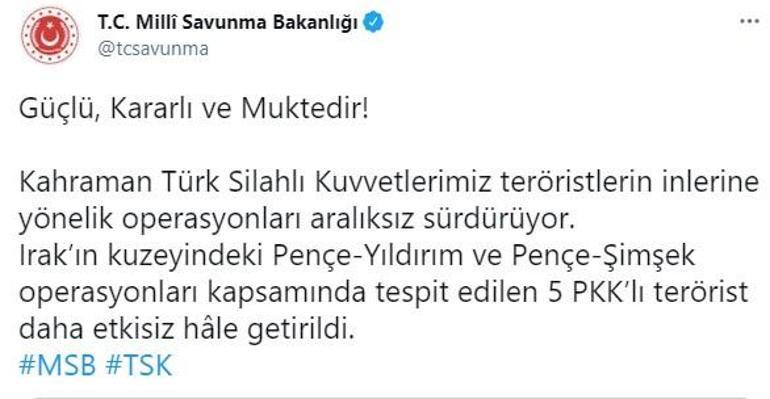 MSB paylaştı Terör örgütüne bir darbe daha vuruldu
