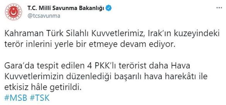 Garada 4 PKKlı terörist etkisiz hale getirildi