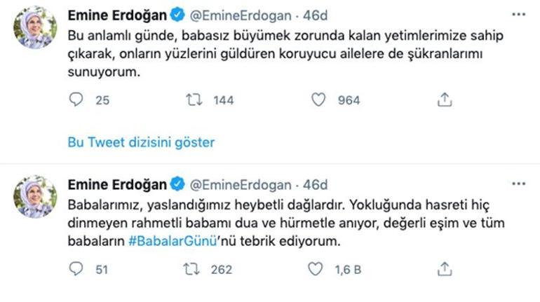 Emine Erdoğandan Babalar Günü mesajı