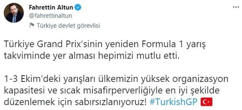 İletişim Başkanı Altundan Türkiye Grand Prix açıklaması