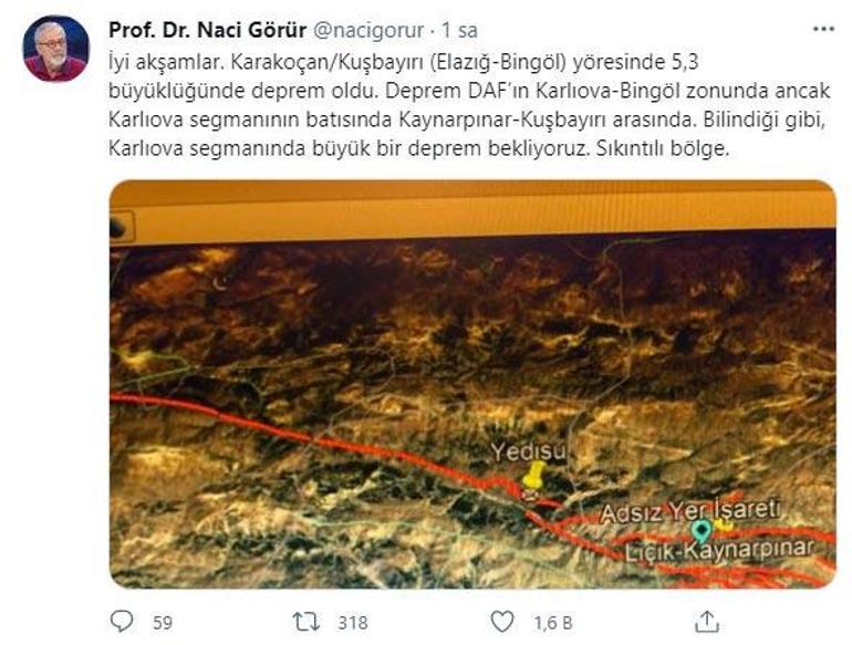 Bingöldeki deprem sonrası Naci Görürden flaş açıklama