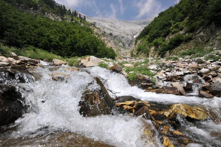 Siyah akan Nilüfer Çayı kaynağında, içilebilecek kadar temiz