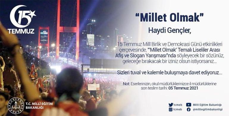 Milli Eğitim Bakanlığı Millet Olmak temalı afiş ve slogan yarışması düzenleyecek