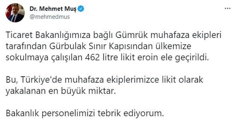 Son dakika... Bakan Muş duyurdu Türkiyede yakalanan en büyük miktar...