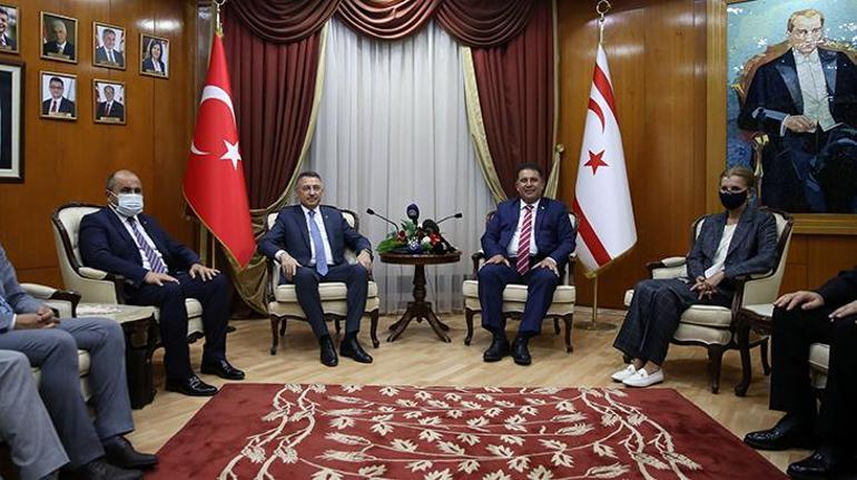 Cumhurbaşkanı Yardımcısı Oktay, KKTC Başbakanı Saneri ziyaret etti