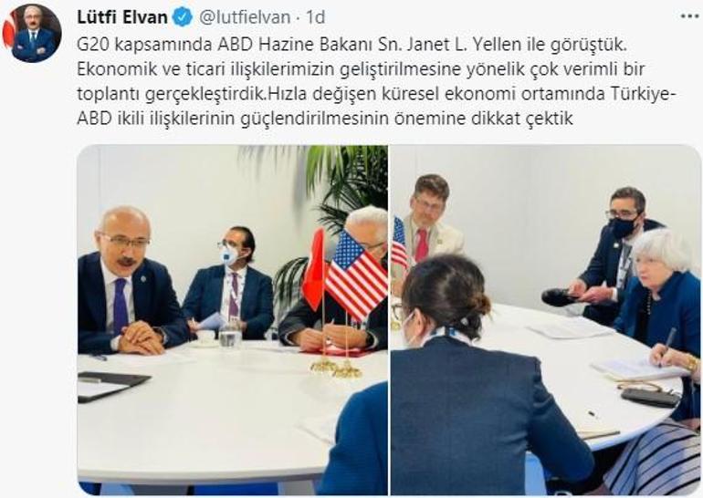 Bakan Elvan, ABD Hazine Bakanı Yellen ile görüştü