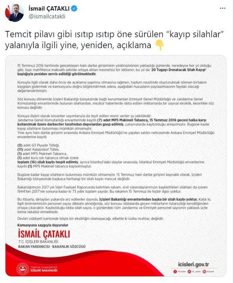 20 tugayı donatacak silah kayıp iddiasıyla ilgili İçişlerinden flaş açıklama