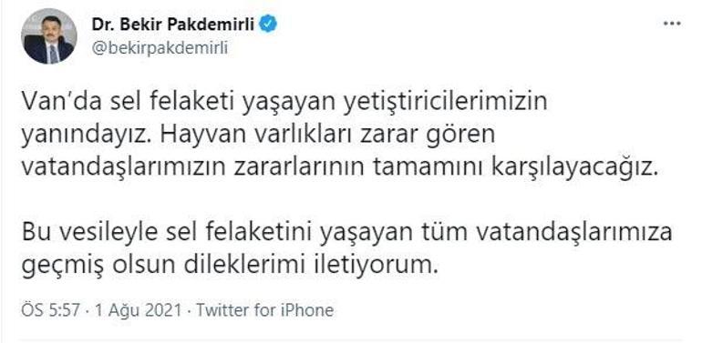 Son dakika Bakan Pakdemirliden Vandaki sel felaketiyle ilgili açıklama