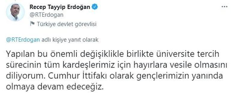 Son dakika haberler: Cumhurbaşkanı Erdoğandan gençlere müjde YKS tercih barajı düştü