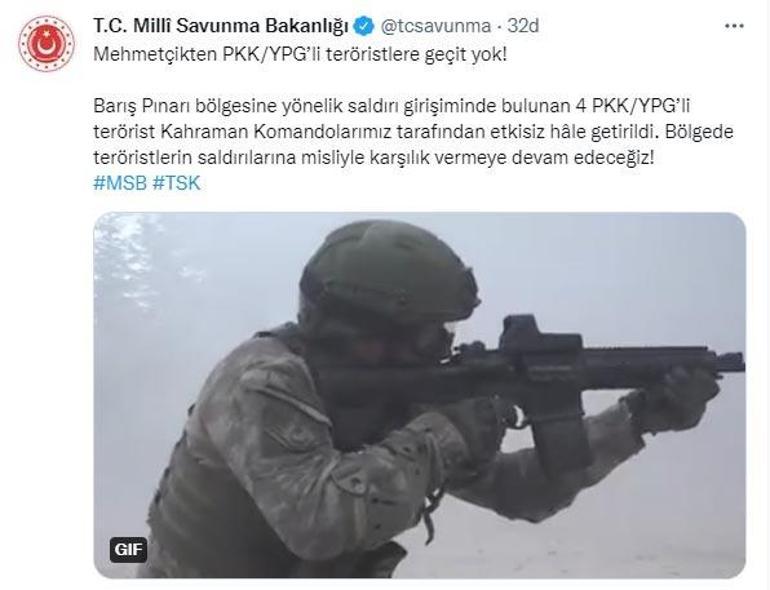 MSB paylaştı PKK/YPG’li teröristlere geçit yok