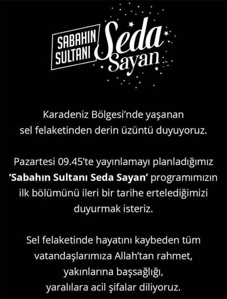 Sabahın Sultanı Seda Sayan programının yayın günü ertelendi