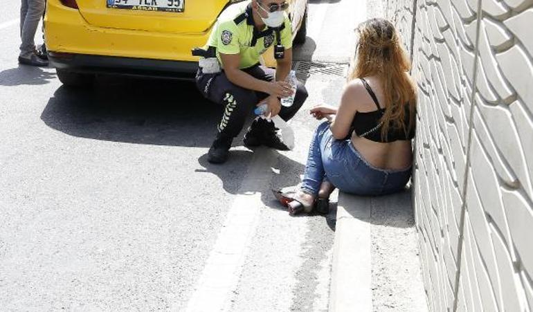Taksimde ilginç anlar Bindiği taksiyi yumrukladı, erkek arkadaşı olay yerinden kaçtı