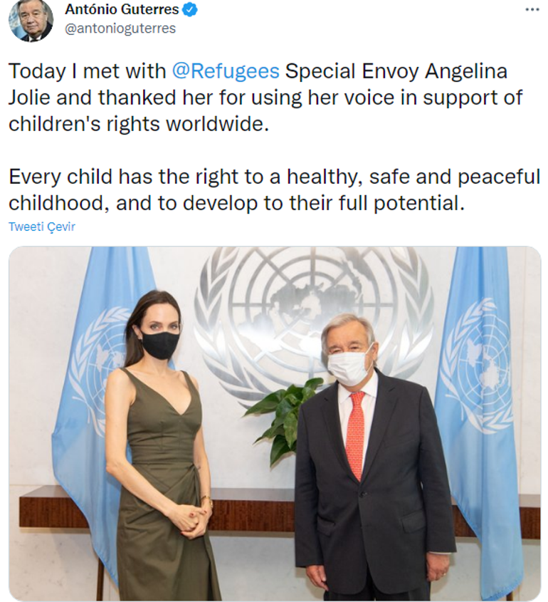 BM Genel Sekreteri Angelina Jolie ile görüştü